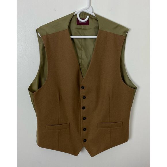 Men Samuel Windsor wool tan button dress formal suit vest, XL - Picture 1 of 4